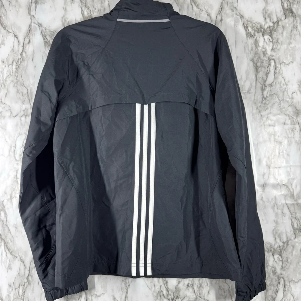 ADIDAS Jacket Womens Medium Black Full Zip Logo Long SleeveTrack Windbreaker M